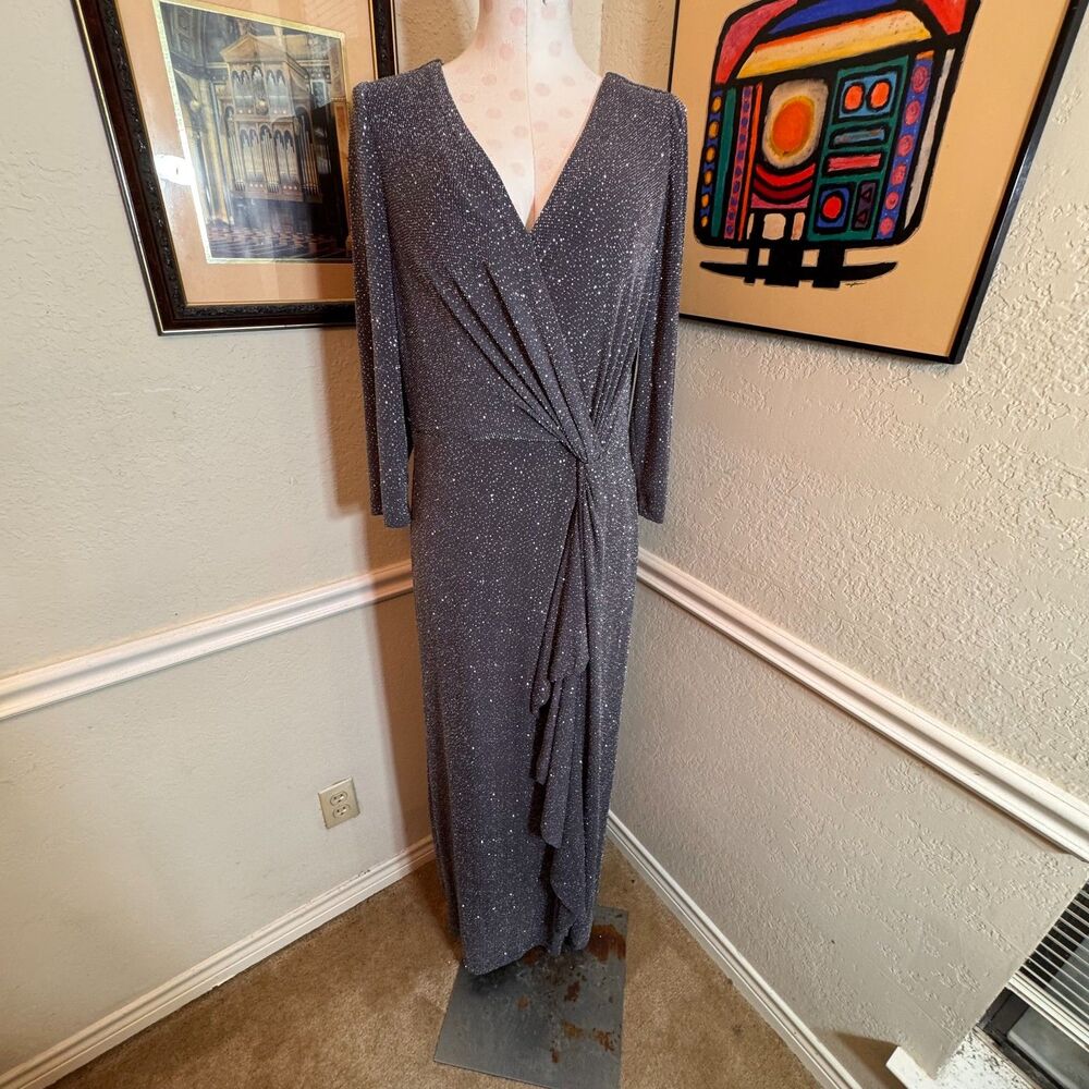 Silver Bodycon Cocktail Dress Evening Gown Size 2X